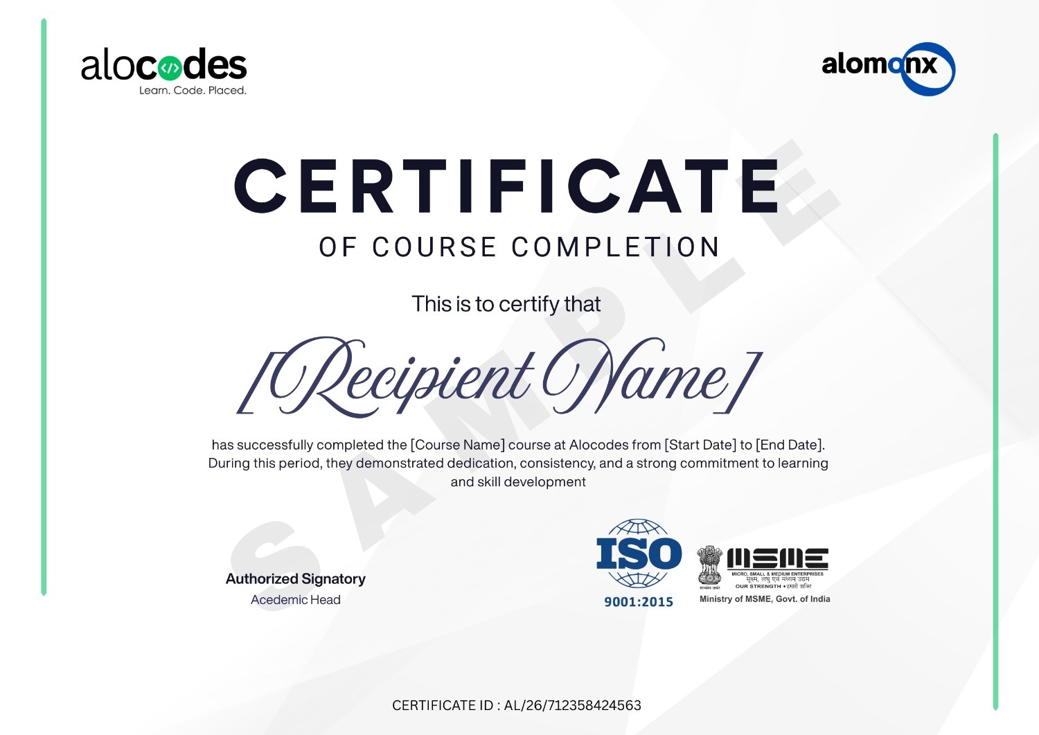 Certificate of Course Completion preview